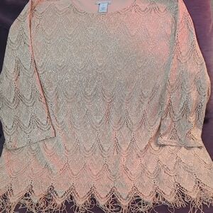 Catherines Sparkly Gold Lace Women's Top